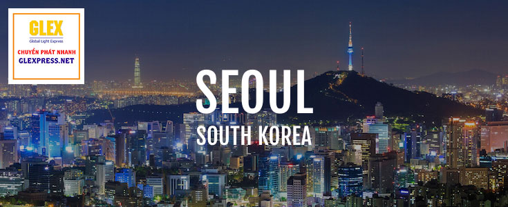 Toàn cảnh thành phố Seoul Hàn Quốc lung linh về đêm với Tháp Namsan nổi bật, quảng bá dịch vụ gửi hàng đi Hàn Quốc của GLEX