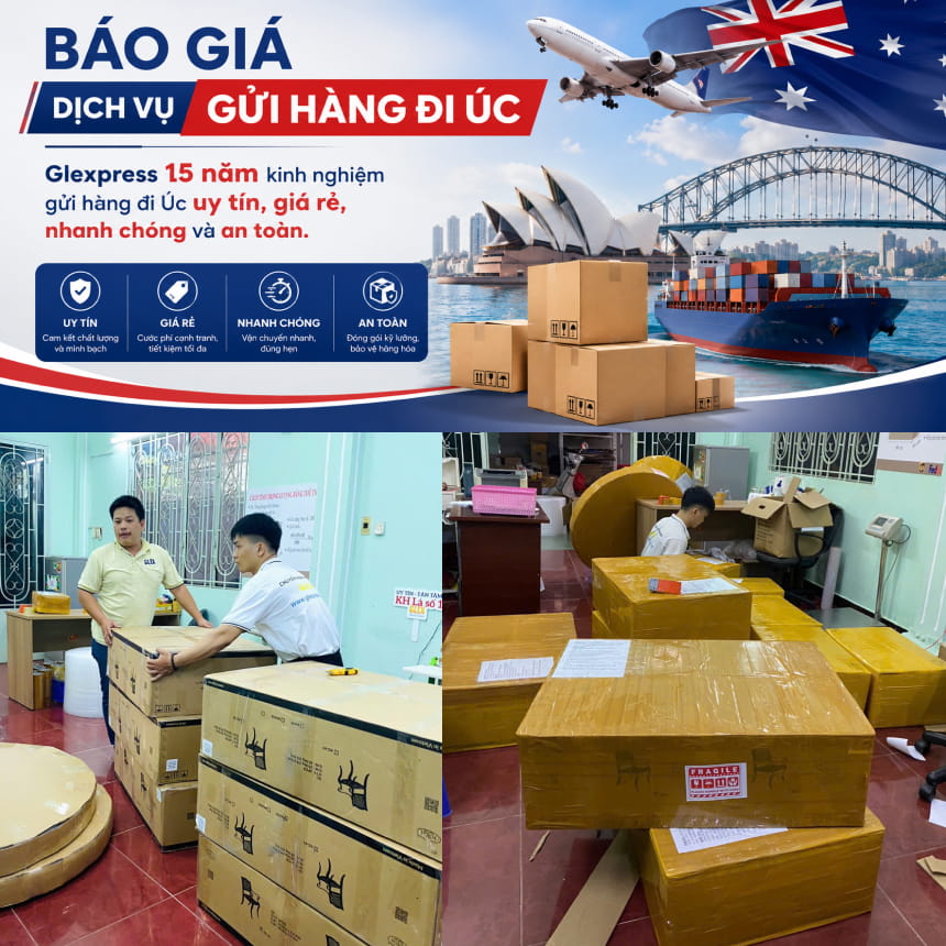Bảng giá, cước phí dịch vụ gửi, ship hàng đi Úc giá rẻ