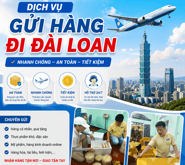 Bảng giá dịch vụ gửi hàng đi Đài Loan tại TP. Hồ Chí Minh
