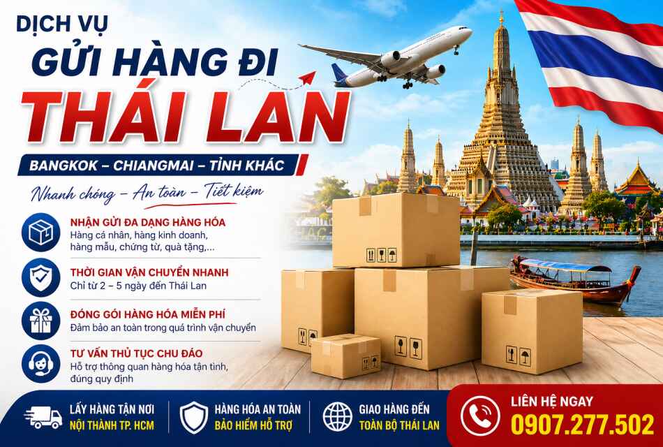 Bảng giá cước gửi hàng đi Thái Lan mới nhất 2026 - bang gia cuoc gui hang di thai lan tp ho chi minh