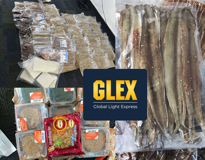 Glex đóng hàng gửi thực phẩm đi Mỹ - hàng cá khô